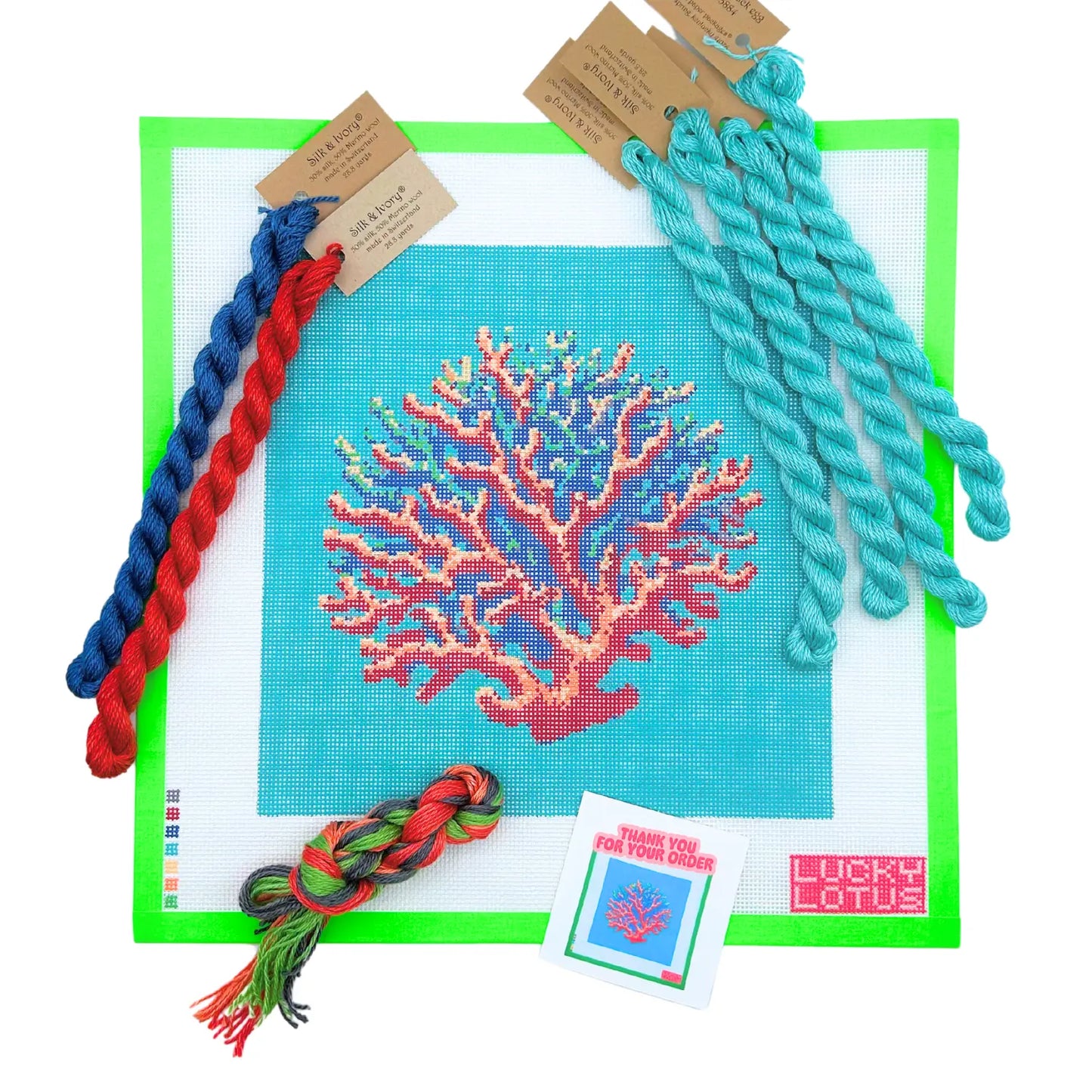 Coral Lucky Lotus Needlepoint