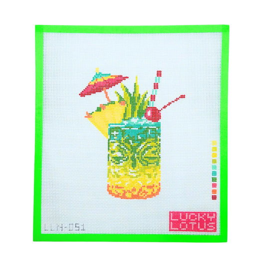 Tiki Cocktail Lucky Lotus Needlepoint