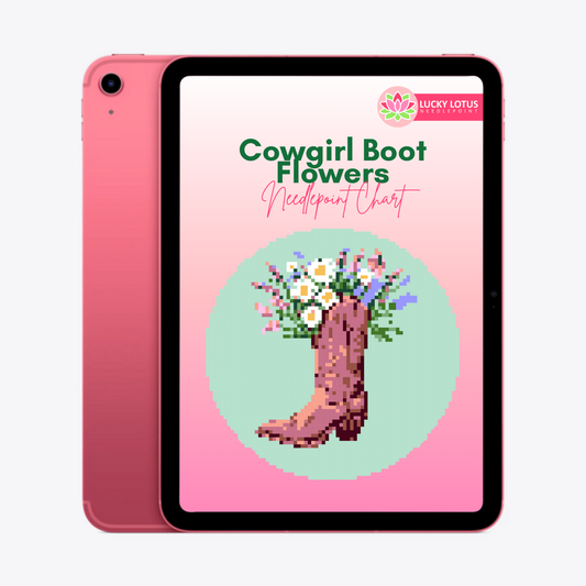 Cowgirl Boot Flowers Needlepoint Chart - Digital Download