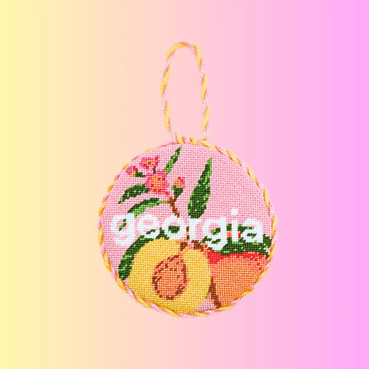 50 States Round | Georgia GA Lucky Lotus Needlepoint