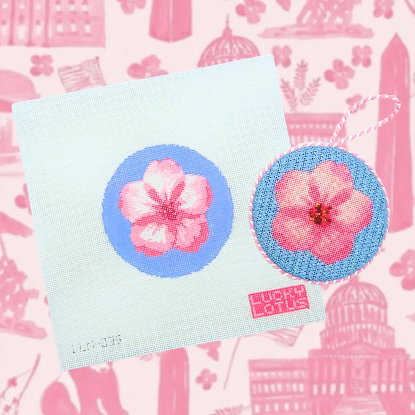 Flowers of America | Cherry Blossom (Washington D.C.) Lucky Lotus Needlepoint