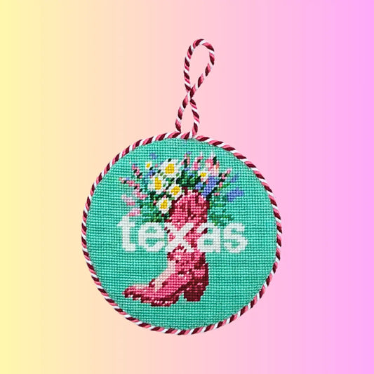 50 States Round | Texas TX Lucky Lotus Needlepoint