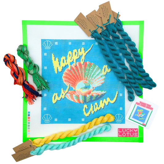 Happy as a Clam Lucky Lotus Needlepoint