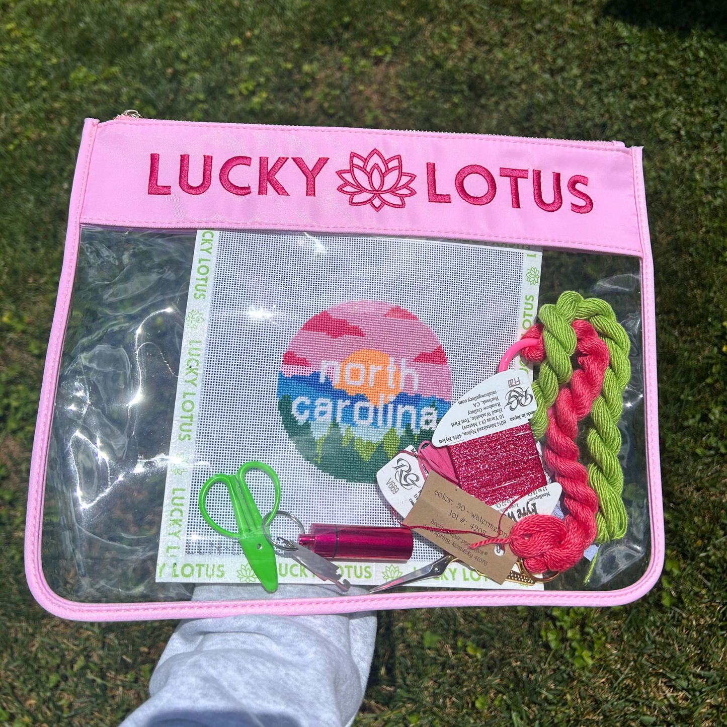 Lucky Lotus Needlepoint Project Bag (14" x 11")