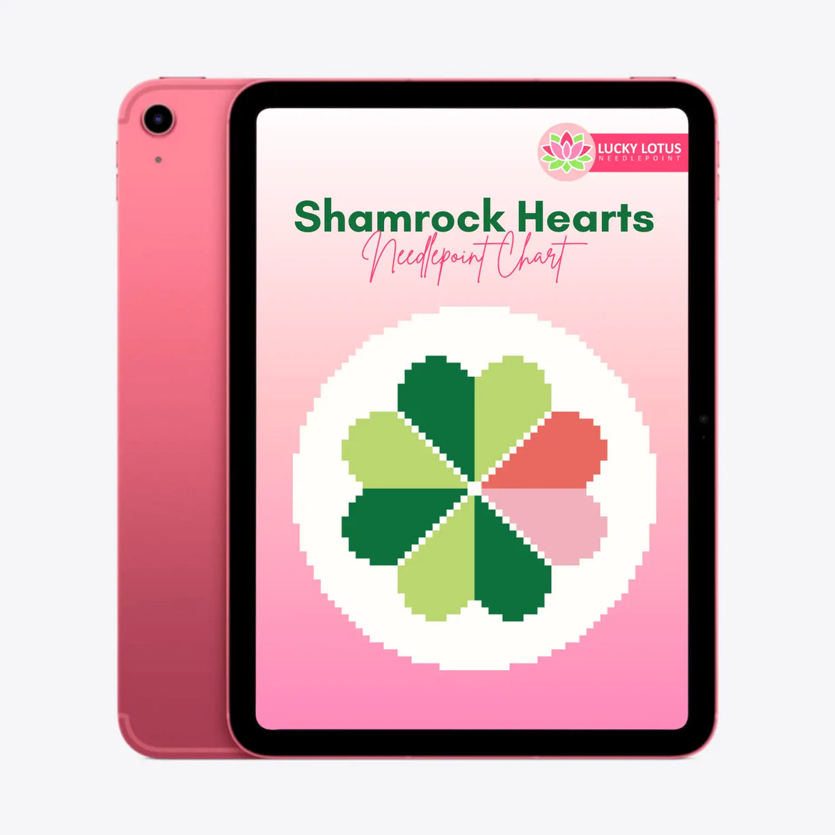 Shamrock Hearts Needlepoint Chart - Digital Download Lucky Lotus Needlepoint