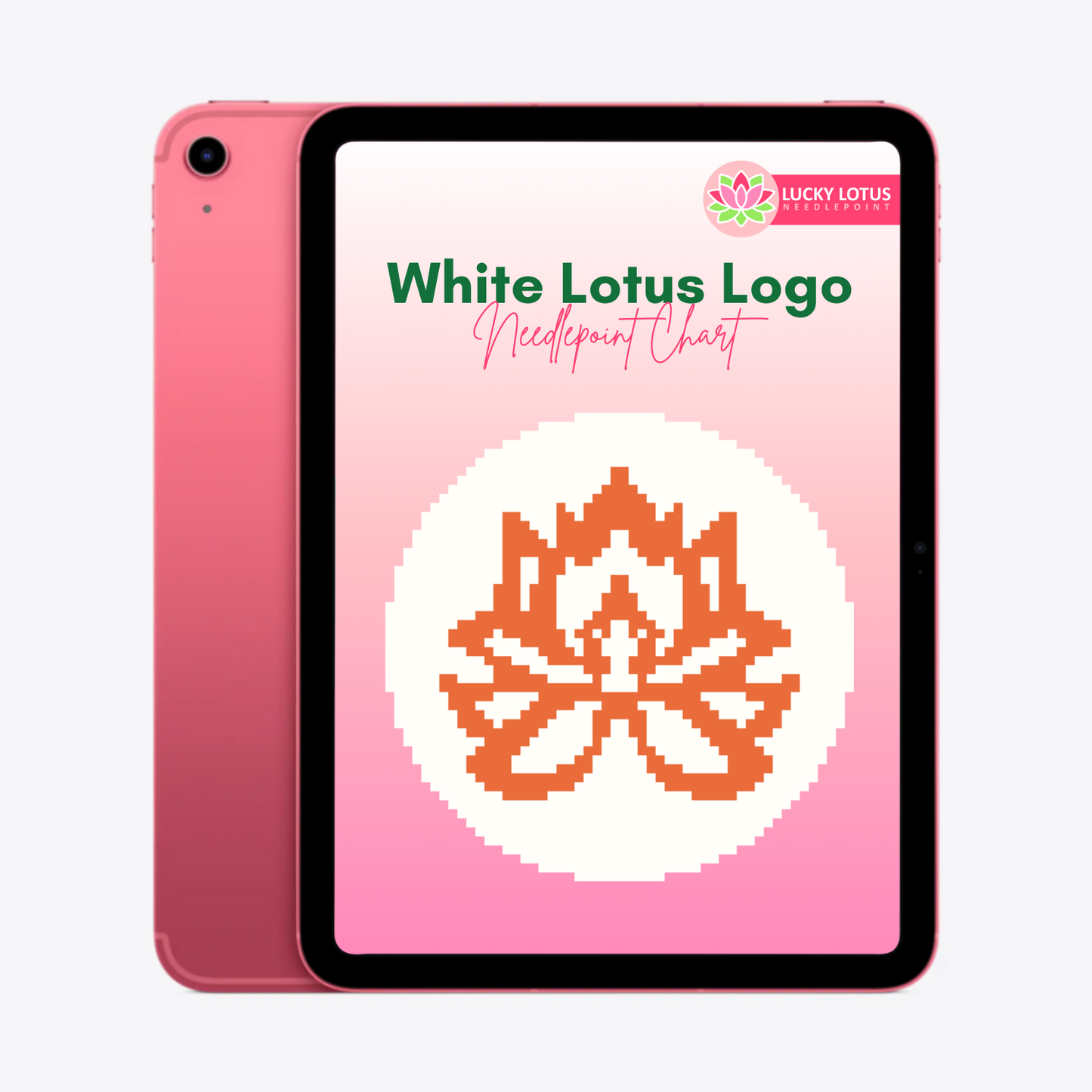 White Lotus Logo Needlepoint Chart - Digital Download