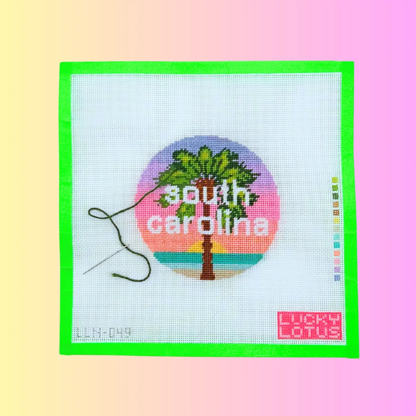 50 States Round | South Carolina SC Lucky Lotus Needlepoint
