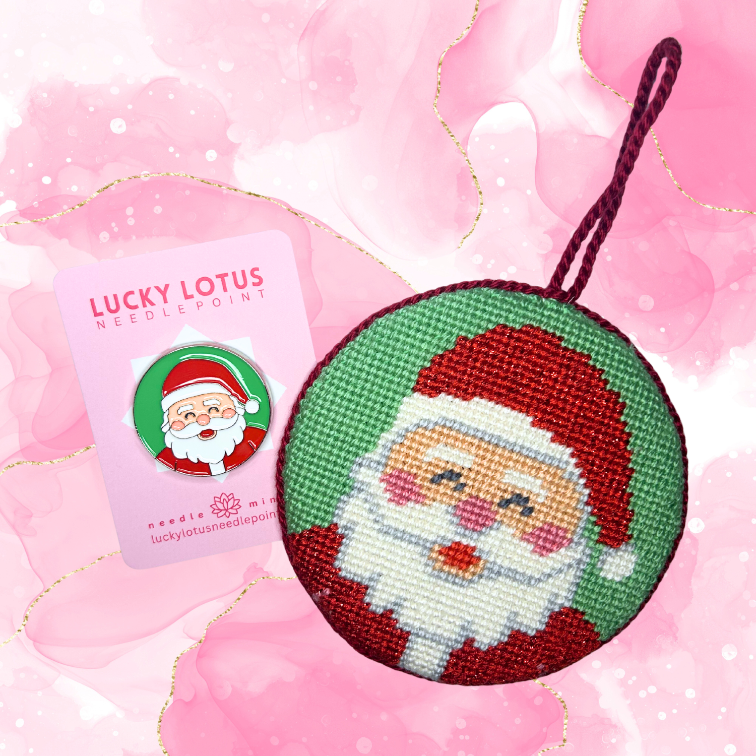 Cheeky Santa Needle Minder Lucky Lotus Needlepoint