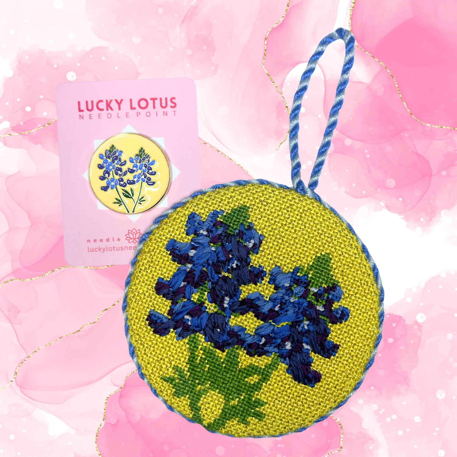 Bluebonnet (Texas) Needle Minder Lucky Lotus Needlepoint