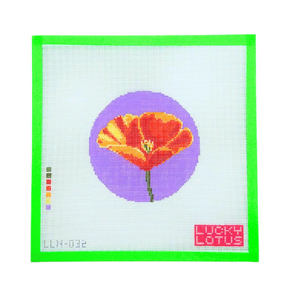 Flowers of America | Poppy (California) Lucky Lotus Needlepoint