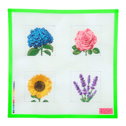 Summer Flowers Coaster Set Lucky Lotus Needlepoint