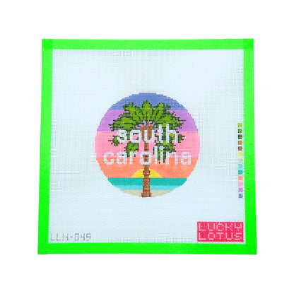 50 States Round | South Carolina SC Lucky Lotus Needlepoint