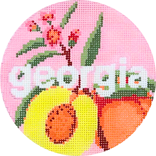 50 States Round | Georgia GA - Lucky Lotus Needlepoint
