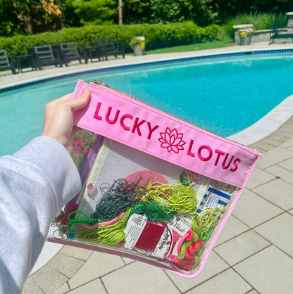Lucky Lotus Needlepoint Project Bag (14" x 11")