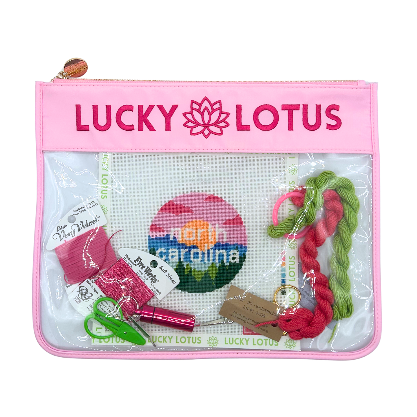 Lucky Lotus Needlepoint Project Bag (14" x 11")