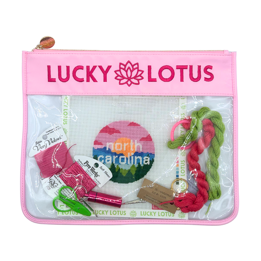 Lucky Lotus Needlepoint Project Bag (14" x 11")